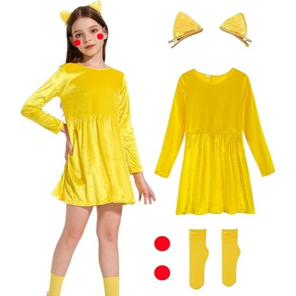 Girls Animal Monster Fancy Dress Up Halloween Child Costume Long Sleeve Dress Se - Picture 3 of 7